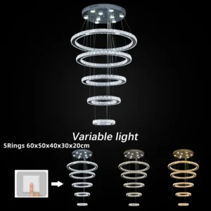 Crystal Chrome Rings Chandelier Light